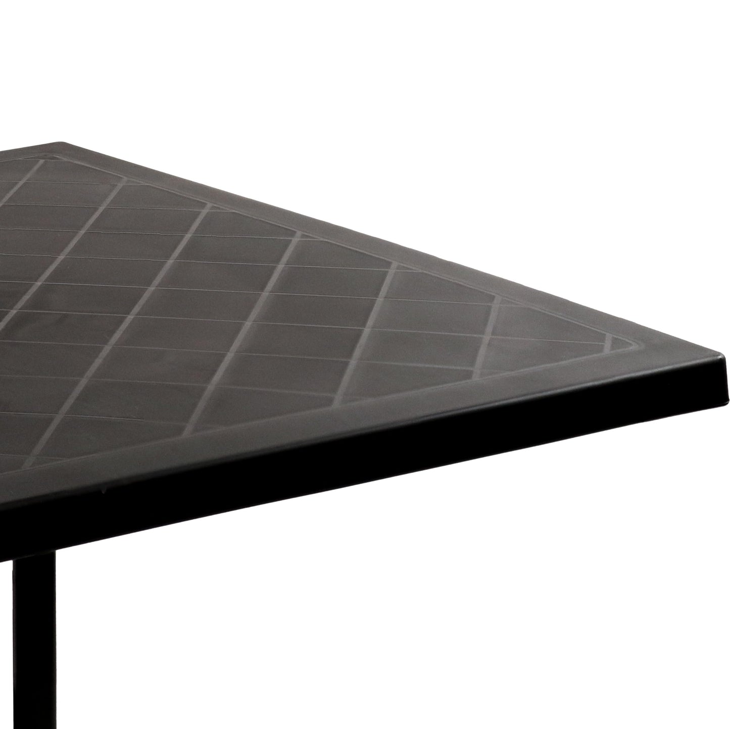 Sunnydaze Plastic Top Outdoor Dining Table - Square Folding Patio Table with Curved Iron Legs - Black - 28.75" H