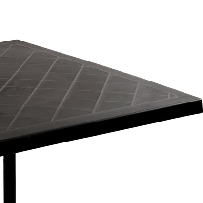Sunnydaze Plastic Top Outdoor Dining Table - Square Folding Patio Table with Curved Iron Legs - Black - 28.75" H
