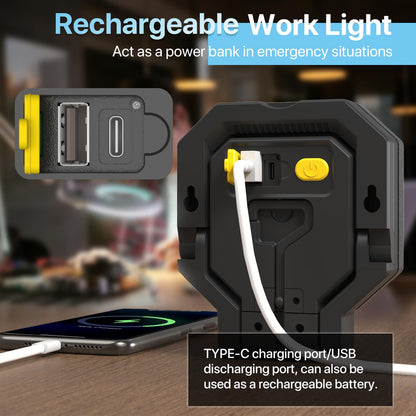 HYPERLITE 1pack LED Construction String Lights 100FT Bundle 2pack Rechargeable Work Light for Job Site Workshop Garage