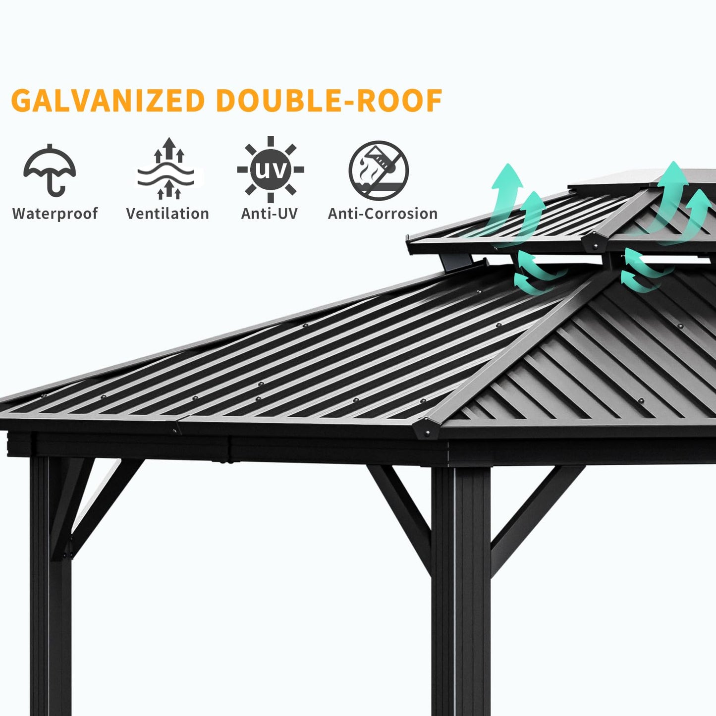 HOTEEL 10x12 Hardtop Gazebo on Clearance with Heavy Duty Galvanized Steel Double Metal roof,Aluminum Frame,Patio Hard Top Screened in Gazebo with Curtains,Outdoor Permanent Pavillon for Backyard,Gray