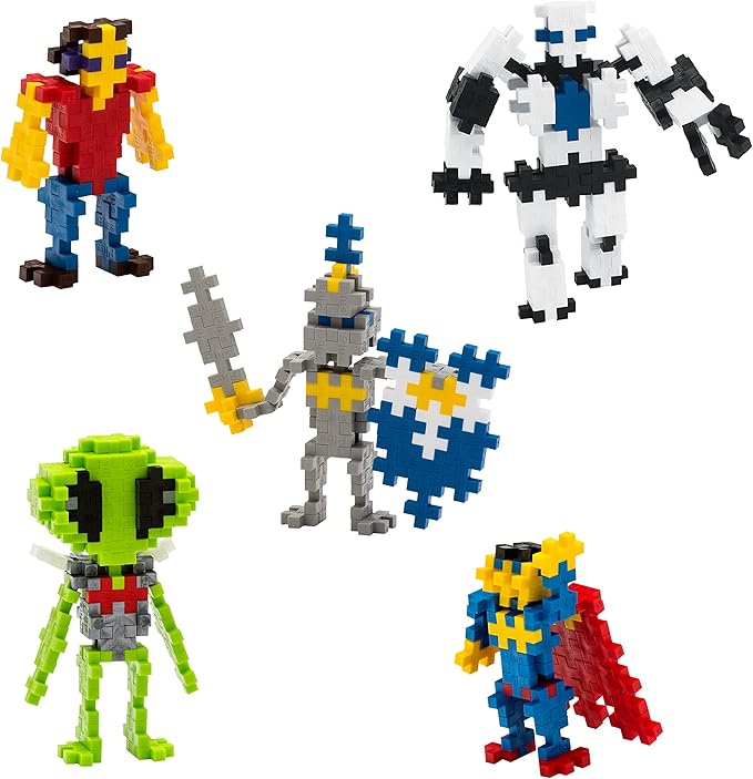 PLUS PLUS Building Block Playset Kit Themed Figures 3D Puzzle Fun Stem Toys for Kids 350 Mini Interlocking Pieces - 5 Tube Bundle Fantasy Battle
