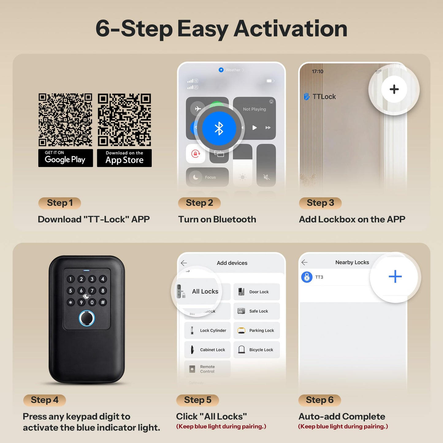 Moquin Smart Bluetooth Key Lock Box Outdoor IP65 Waterproof Fingerprint Lock Box Works with Tuya App, Key Safe with Silicone Keypad, Large Storage for Home, Airbnb & Realtors