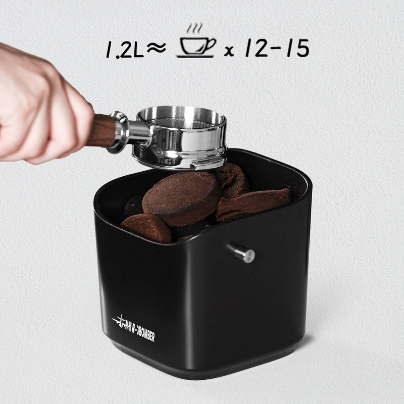 MHW-3BOMBER Espresso Knock Box, 1.2L(15 Cups) Coffee Knock Box with Coffee Clean Brush and Removable Knock Bar for Espresso Puck, Coffee Ground, Durable Espresso Accessories, CS7092-OS