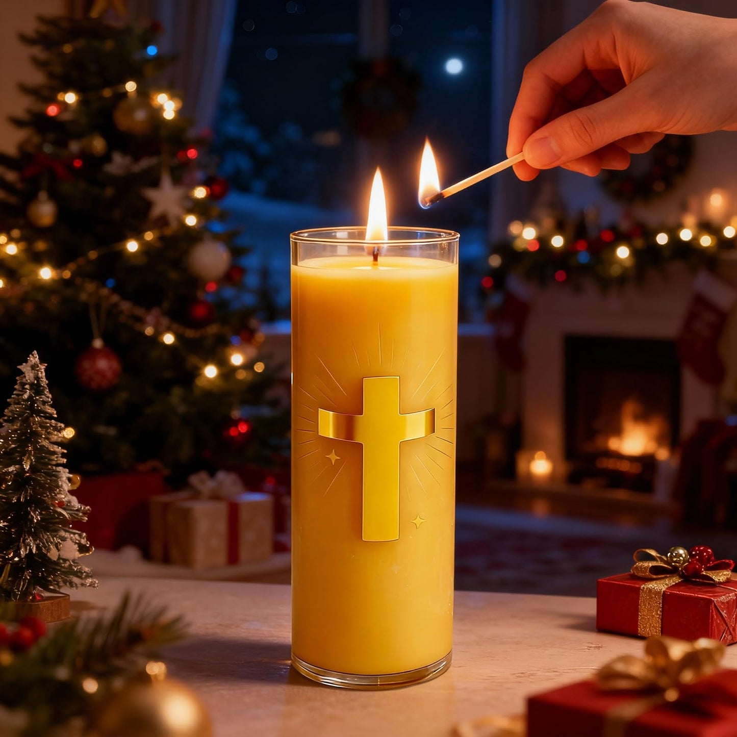 CysEdge Pure Beeswax Prayer Candles – 2 Glass Jars, 80 Hours Each, Unscented Pillar Candle Suitable for Churches, Memorials, Religious Vigils, Christian Gifts