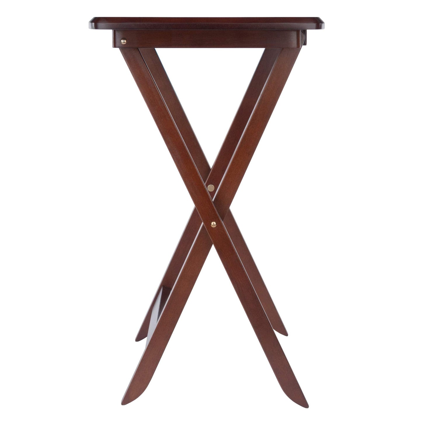 Winsome Darryl Set of 4 Oversized Foldable Snack Tables with Storage Rack, 26" in Walnut, Easy to Store Portable Fold Up Table Set for Kitchen, Living Room TV Dining, Crafts, Puzzles, Work From Home