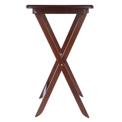 Winsome Darryl Set of 4 Oversized Foldable Snack Tables with Storage Rack, 26" in Walnut, Easy to Store Portable Fold Up Table Set for Kitchen, Living Room TV Dining, Crafts, Puzzles, Work From Home
