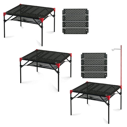iClimb 3 Extendable Folding Table L and 2 Pack Connecting Plates and 1 Lantern Hanger Bundle, Ultralight Compact for Many People Camping Backpacking Beach Concert BBQ Party