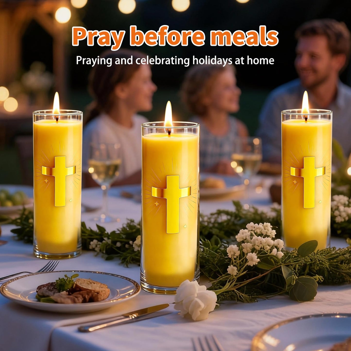 CysEdge Pure Beeswax Prayer Candles – 2 Glass Jars, 80 Hours Each, Unscented Pillar Candle Suitable for Churches, Memorials, Religious Vigils, Christian Gifts