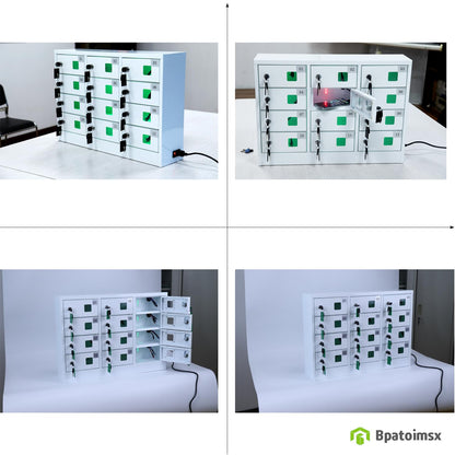 Bpatoimsx Secure and Convenient 12 Slots Cell Mobile Phone Metal Storage Cabinet Lockers with Charger Charging Station Cabinet and Key Lock White - Ideal for Students and Employees or Police Station