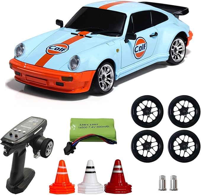Skymaker Porsche 911 RC Drift Car 1/18 RWD (Blue) | Metal Tires 2.4GHz Remote &amp Gyro for Adults