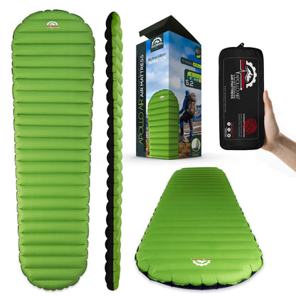 Gear Doctors® ApolloAir 5.2 R-Value [17oz] Ultralight Insulated Inflatable Camping Sleeping Pad — Backpacking Sleeping Pad— Camping Mattress Compact Lightweight for Hiking—Air Mattress for Backpacking
