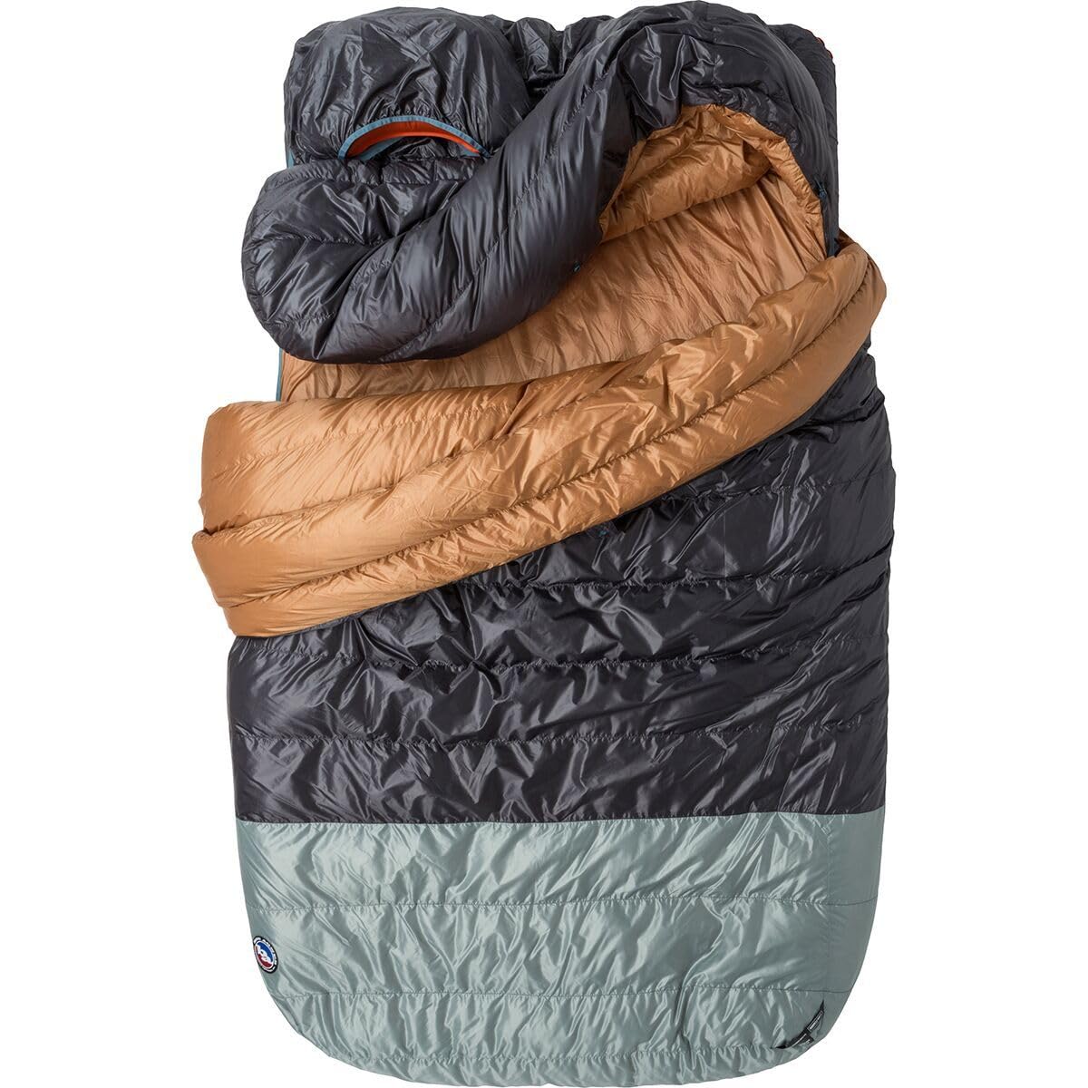 Big Agnes King Solomon (650 RDS DownTek) 40" Double Wide Sleeping Bag, 20 Degree, Asphalt/Chinois Green
