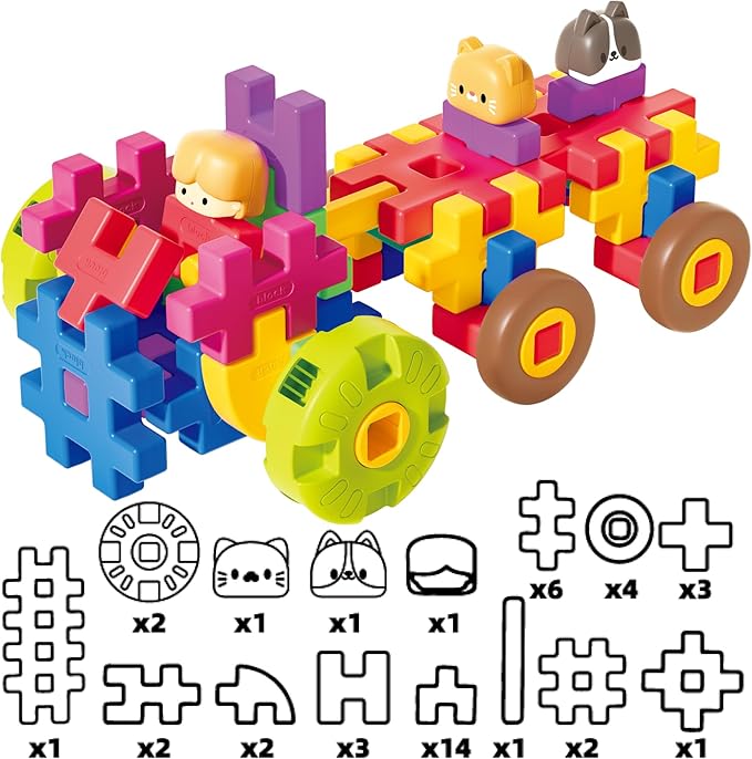 Interlocking Building Blocks for Kids Waffle-Style Construction Toy Set with Locking Storage Case Rainbow STEAM Educational Blocks for Toddlers &amp Children Ages 2-8 Creative Learning Gift