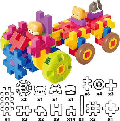 Interlocking Building Blocks for Kids Waffle-Style Construction Toy Set with Locking Storage Case Rainbow STEAM Educational Blocks for Toddlers &amp Children Ages 2-8 Creative Learning Gift