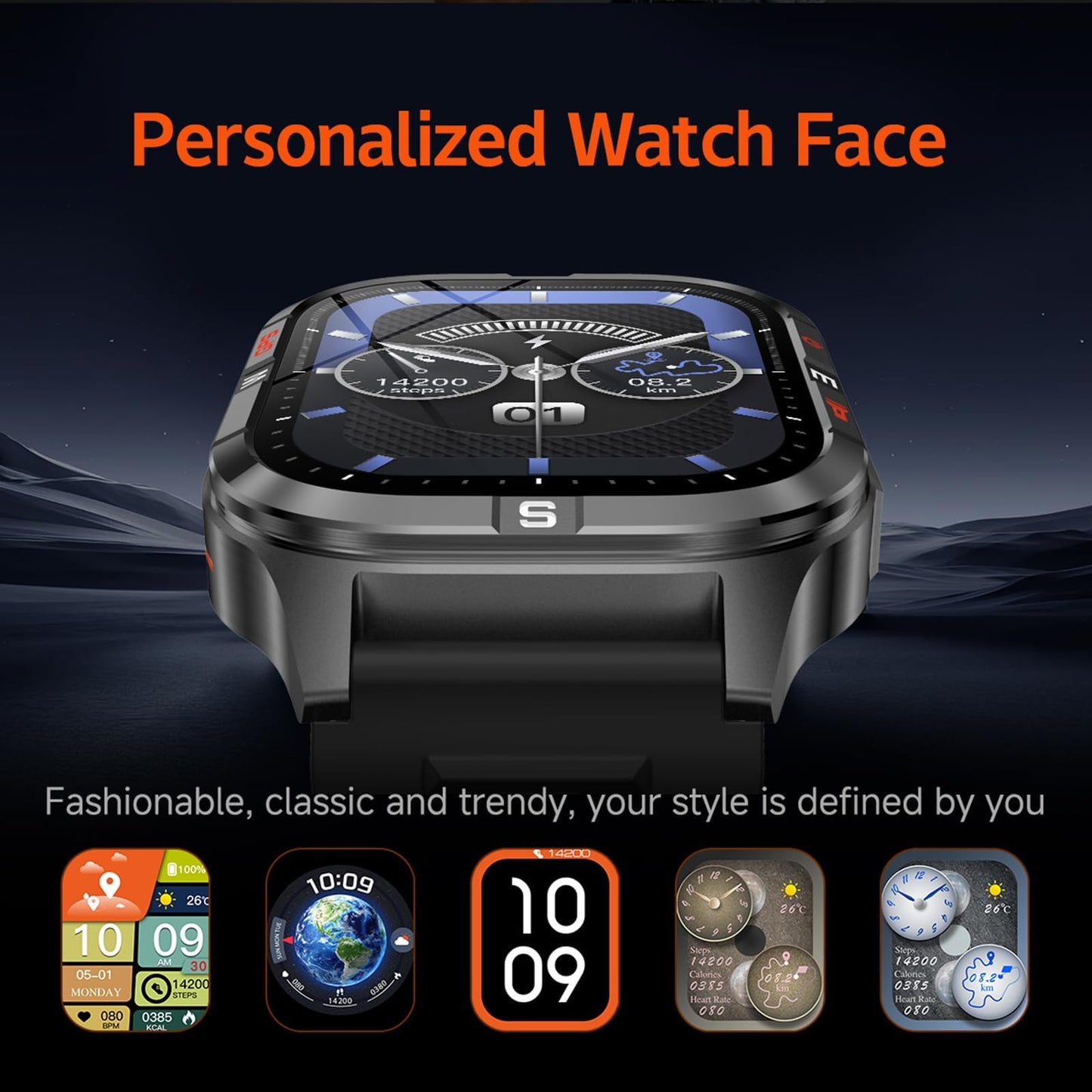 Military GPS Smart Watch for Men with Compass/Altitude/Flashlight，2.01" HD Screen smart watch with Voice Assistant/Bluetooth Calling，Smartwatch for Android&iOS, Activity Tracker Multiple Sport Modes