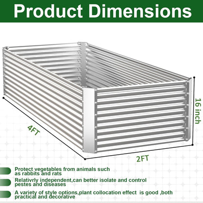 OZMSHF 3 Pack Tall 4x2FT Raised Beds for Gardening, Corrugated Galvanized Steel Raised Garden Bed, Outdoor Metal Above Ground Garden Bed for Vegetables and Flowers(Rectangular)