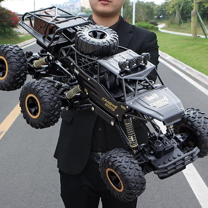 Large Size RC Cars Rock Crawler RC Truck with 2 Rechargeable Batteries Remote Control Monster Truck Durable Metal Body &amp LED Headlights Boy Toys for 4-7 8-12 Kids &amp Adults