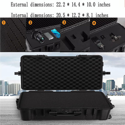 PISKGODSF 22" L x 14" W x 10" H Large Hard Case with Foam, Portable Rolling Hard Case with Wheels, Waterproof Shockproof Dustproof, Suitable for Cameras, Lenses, Camcorder, Instrument, Telescopes