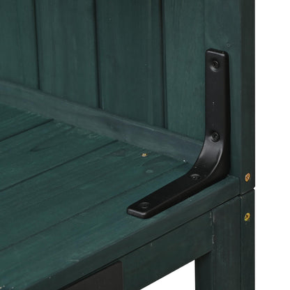 Merax Outdoor Potting Bench Table with Hutch, 50.2" Fir Wood Garden Workstation, Large Countertop, 2 Shelves, 2 Cabinets, 3 Side Hooks, Wooden Gardening Planting Table for Backyard, Patio, Green