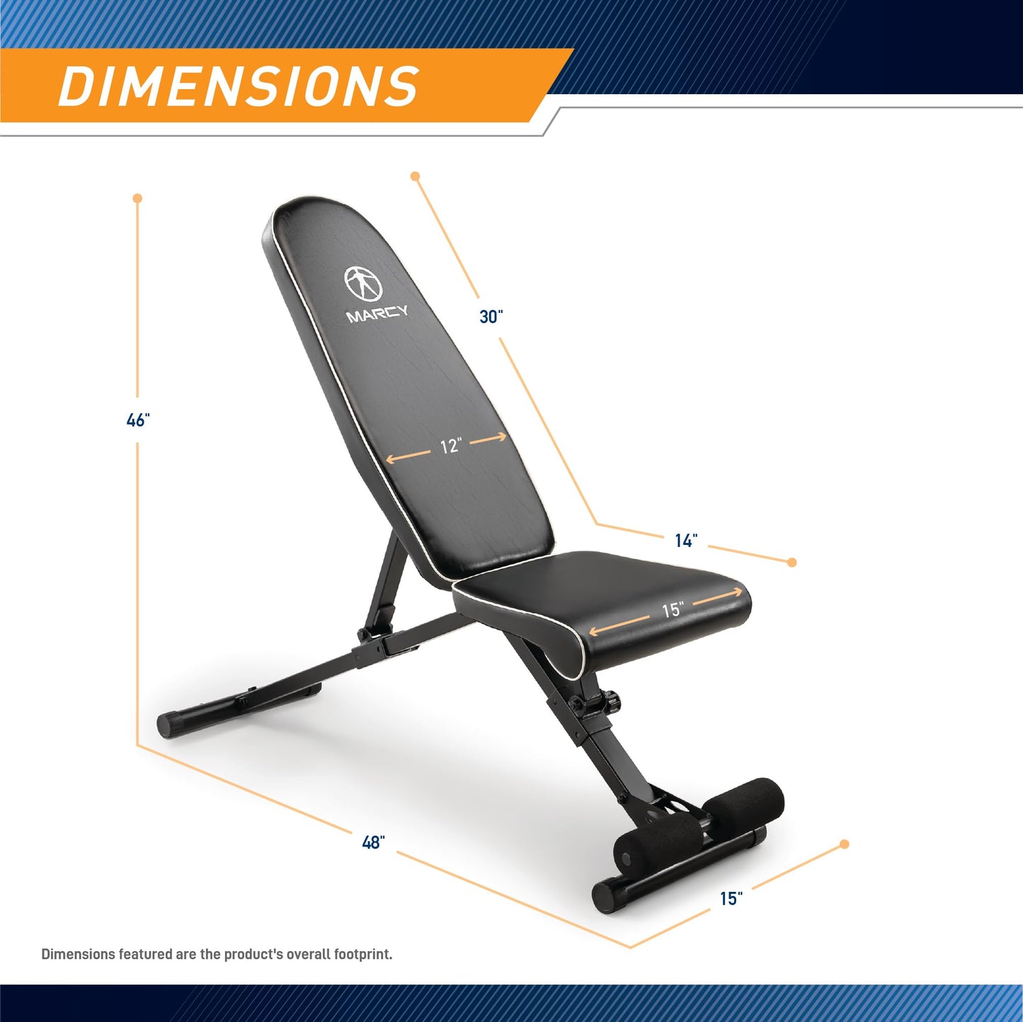 Marcy Assembly Free 8 Positions Adjustable Utility Weight Bench for Upright, Incline, Decline, and Flat Exercises, Foldable, Assembled SB-7485