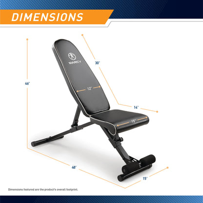 Marcy Assembly Free 8 Positions Adjustable Utility Weight Bench for Upright, Incline, Decline, and Flat Exercises, Foldable, Assembled SB-7485
