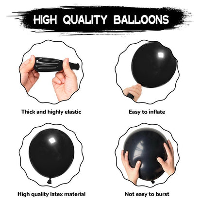 134Pcs Black Balloons Different Sizes 5 10 12 18 Inch Black Balloon Garland Arch Kit, Latex Balloons for Birthday Wedding Baby Shower Party Decorations.