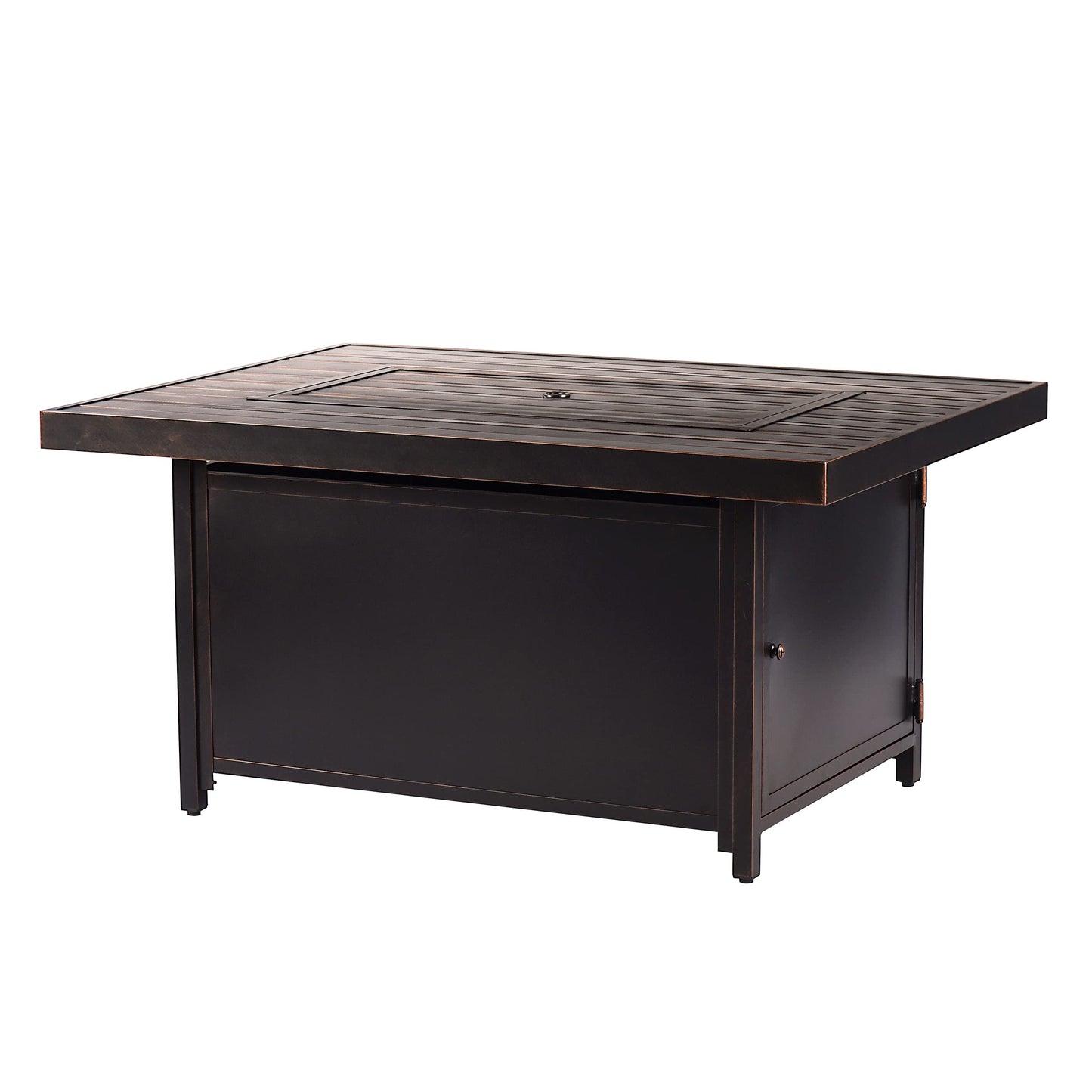 Oakland Living Rectangular 48 in. x 36 in. Aluminum Propane Fire Pit Table, Glass Beads, Two Covers, Lid, 57,000 BTUs in Copper Finish Black