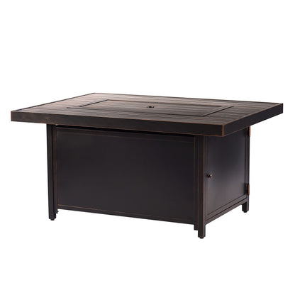 Oakland Living Rectangular 48 in. x 36 in. Aluminum Propane Fire Pit Table, Glass Beads, Two Covers, Lid, 57,000 BTUs in Copper Finish Black