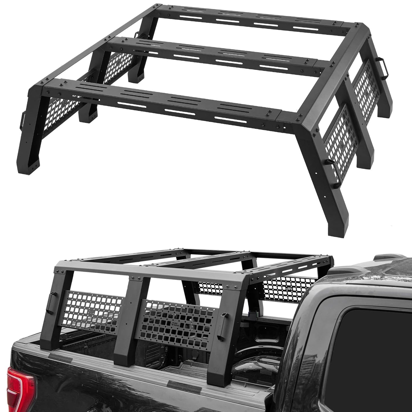 JOYTUTUS Full Size Truck Bed Rack, Overland Bed Racks for Trucks Compatible with F150 F250 F350 Silverado Sierra Ram, 18.8 Inch High Truck Bed Rack for Roof Top Tent, with Wider Molle Panel