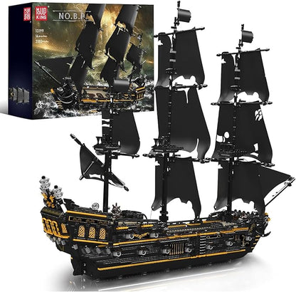 Mould King 13199 Pirates Ship Model Building Blocks Kits MOC Large Black Pearl Sailboat Model Construction Set to Build Gift for Age 14+/Adults Collections Enthusiasts (3180+ Pieces)