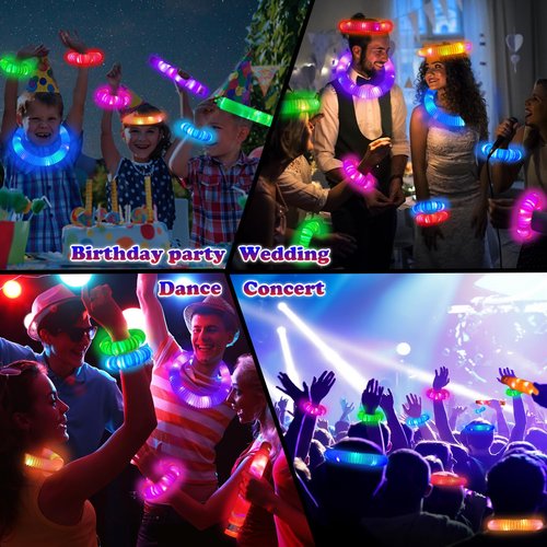 Glow Sticks Bulk Party Favors Supplies 96 PCS, LED Light up Wands Pop Tubes for Toddlers Kids, Glow in Dark Bracelet Necklace Accessories Decorations for Birthday Wedding Dance Floor Props Events