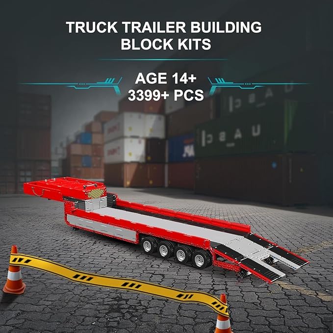 Mould King Trailer Truck Technique Building Blocks Kits MOC 19015T Truck Model Set to Build Gift for Age 14+/Adults Collections Enthusiasts(3399 Pieces with Motor/RC)