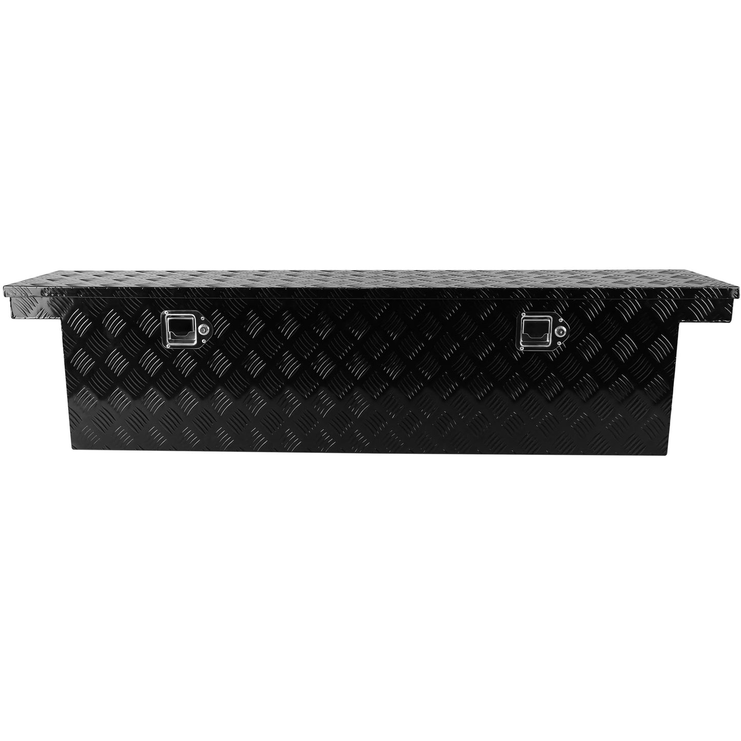 SPOFLYINN 60 Inch Heavy Duty Aluminum Stripes Plated Tool Box Waterproof Storage Toolbox with Lock for RV ATV Trailer Truck 60.2 inches