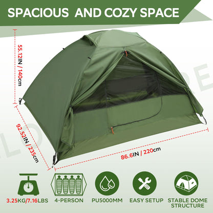 Clostnature Lightweight Tent for Backpacking - 4 Person Ultralight Backpacking Tent, Waterproof Easy Setup Camping Tent, Hiking Tents for Outdoor, Hiking and Mountaineering