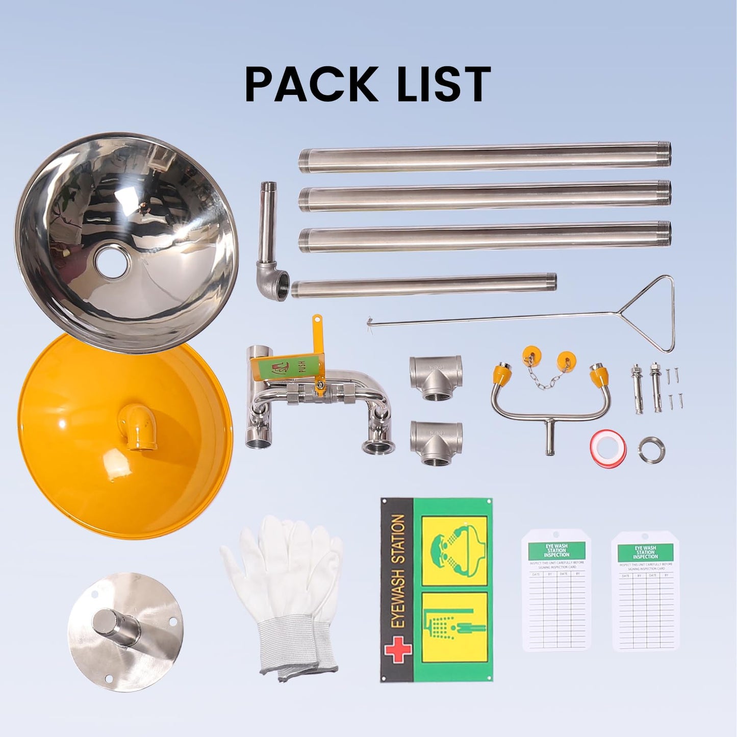 Ezcasch Emergency Eye Wash Station with Shower Stainless Steel Eyewash and Shower Kit Integrated Eyewash and Shower System Multi-Functional Eyewash Station First Aid Eyewash and Shower Kit.