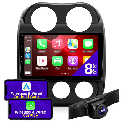 CGOGC Android Car Radio Upgrade for Jeep Patriot Compass 2010-2016 Compatible with Wireless Carplay Android Auto 8core Touch Screen Stereo Bluetooth FM/AM GPS Navigation Multimedia Player Head Unit
