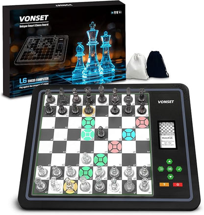 Electronic Chess Board L6 with LED Lights Computer Chess Set with Piece Position Display Chess Computer Game for Beginners and Lovers