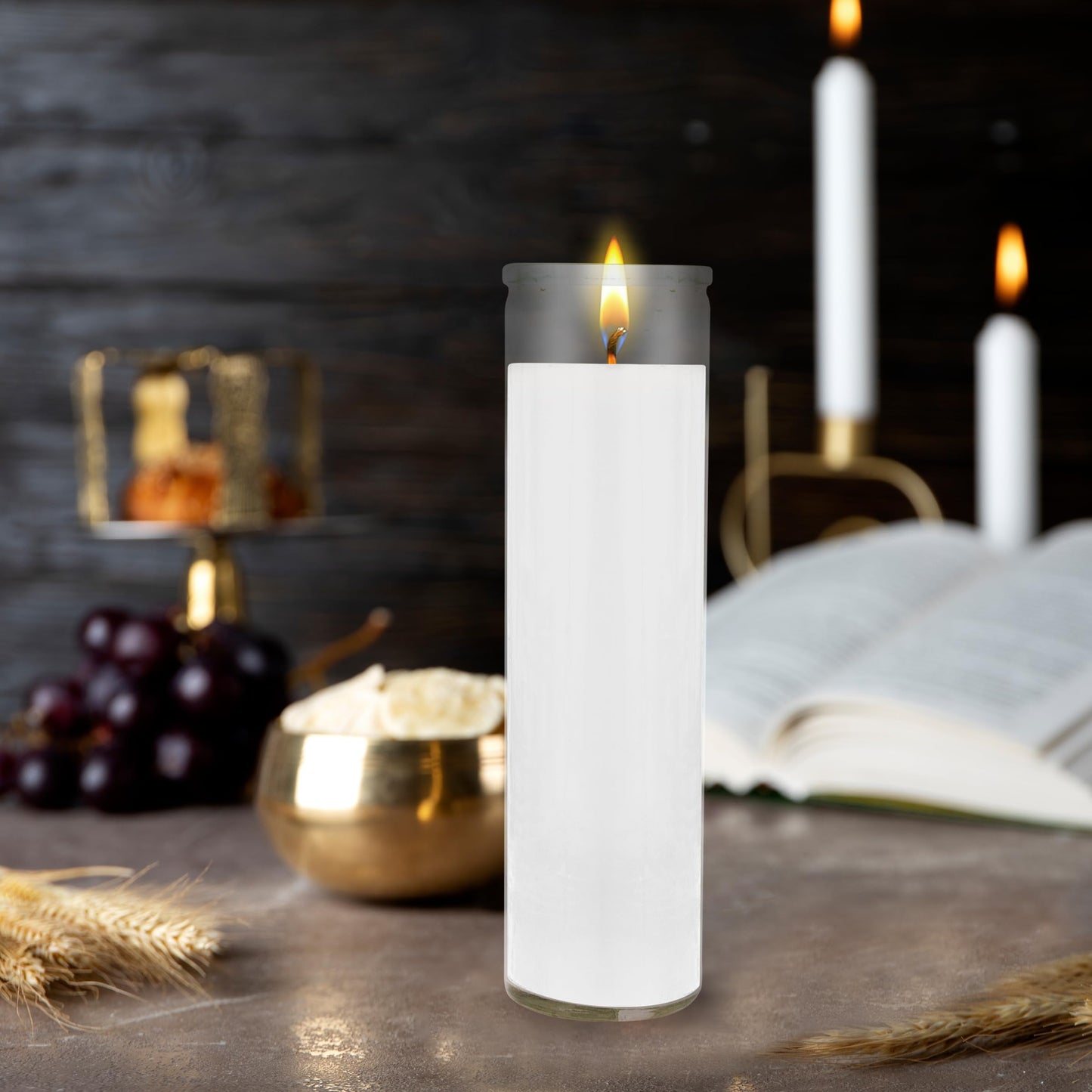 Mega Candles 6 pcs Unscented White 7 Day Glass Container Devotional Prayer Candles, Premium Wax Candle 2 Inch x 8 Inch, Sanctuary, Vigils, Prayers, Blessings, Religious, Memorials, Remembrance