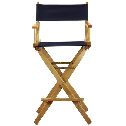 Casual Home Director's Chair ,Natural Frame/Navy Canvas,30" - Bar Height