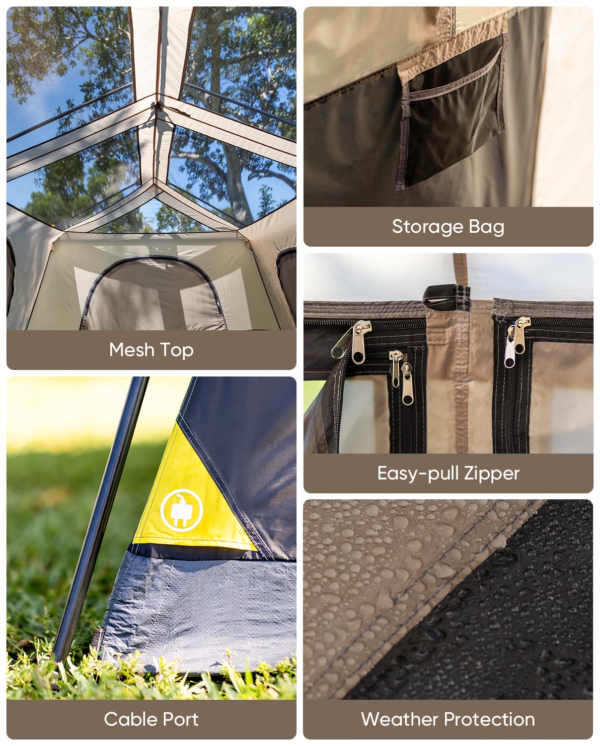 FanttikOutdoor Zeta C8 Apex Camping Tent, 8 Person Instant Cabin Tent Setup in 60s, Family Tent with Carry Bag for Family Camping & Hiking, Waterproof, Upgraded Ventilation