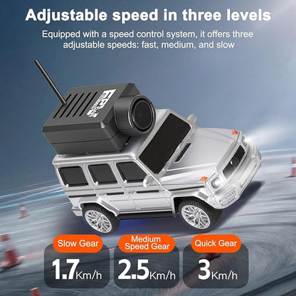 GoolRC WLtoys 6406-C Mini RC Car 2.4GHz 1:64 Scale FPV Remote Control Car with Camera 720P APP Control Rear Drive Vehicle with 2 Trailers and LED Lights for Adults (Silver)