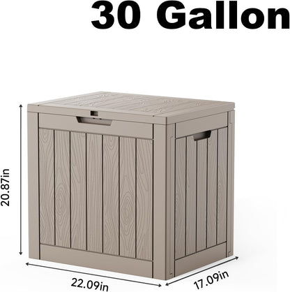 Skiennix 30 Gallon Outdoor Deck Box - Lockable Waterproof Storage for Garden Tools & Cushions | Grey