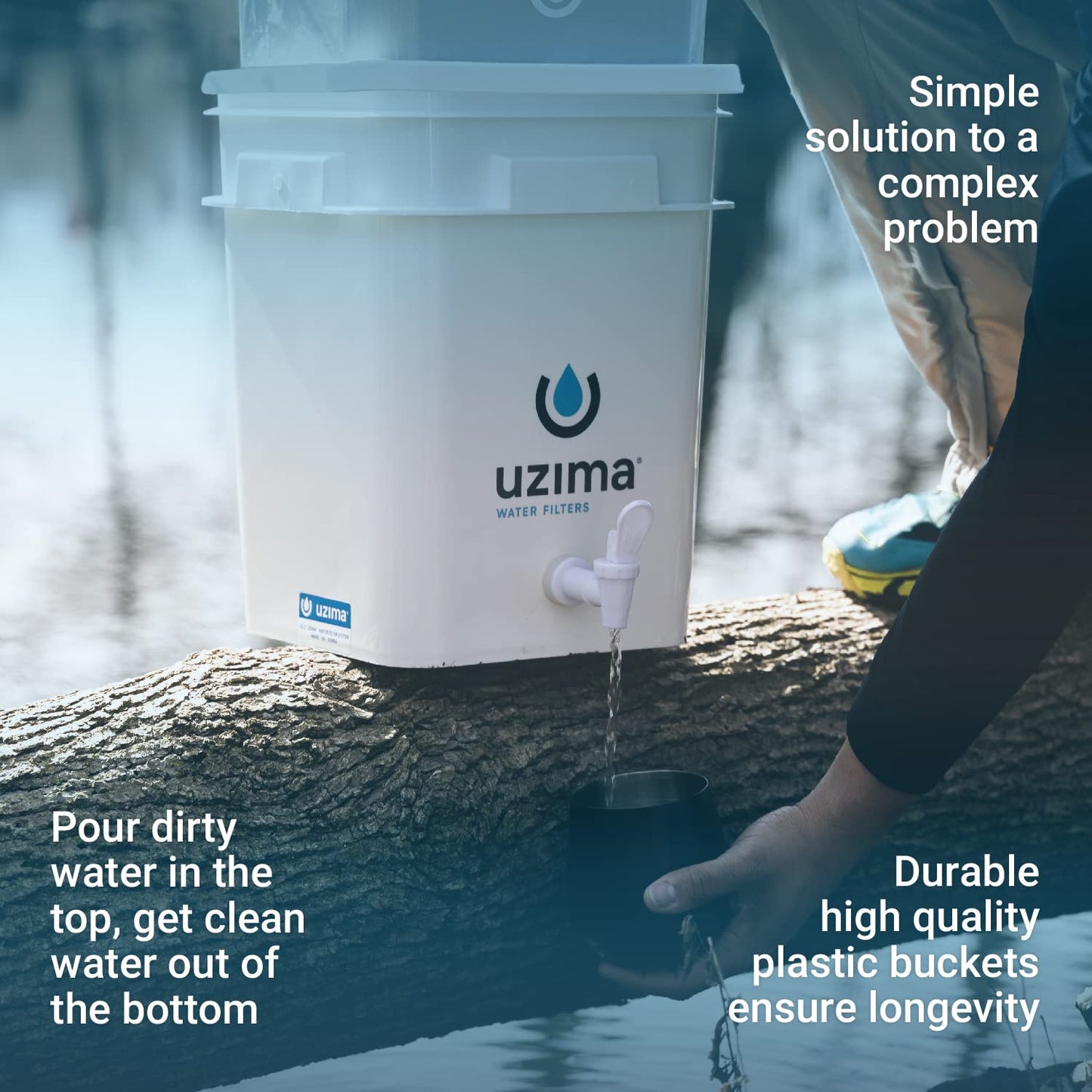 Uzima UZ-2 Camping Water Filter and Drinking Water Filter System, Portable Survival Camping Essentials, Backpacking Purification Gear for Glamping, Hiking, and Hunting Essentials and Military Gear