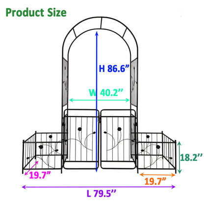 Jintop Metal Outdoor Garden Arch Iron Arbors Gazebo with 2 Plant Stands,High Birdcage Shape Pergola Pavilion,W/Ouble Gate Design,for Ivy Vines,Rose,Morning Glory,Black,79.5"x86.6"