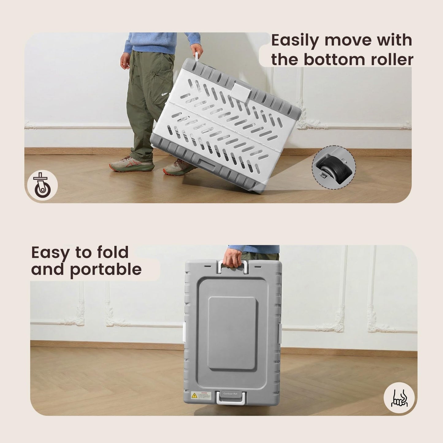 Collapsible Dog Crate for Large/Medium Dogs - 36" L Foldable Dog Cage No-Tool Assembly, Travel Dog Crate with 2 Wheels - Easy to Carry, Space-Saving, Indoor Outdoor Use, 36.4"(L) x22.84(W) 25.8"(H)