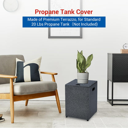 50000 BTU Propane Fire Pit Table, 36 in Outdoor Gas Fire Pit Table with 16 in Propane Tank Cover, Wind Guard, Glass Rocks & Rain Cover for Garden Backyard Deck Patio