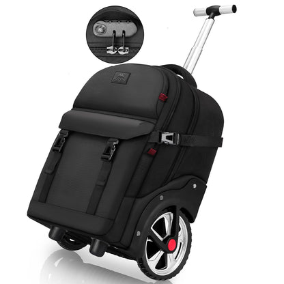 MATEIN Rolling Backpack for Men with Wheels, 17 Inch Large Wheeled Backpack with Combination Lock, Water Resistant Anti Theft Travel Laptop Backpack for Adults Work Business, Black