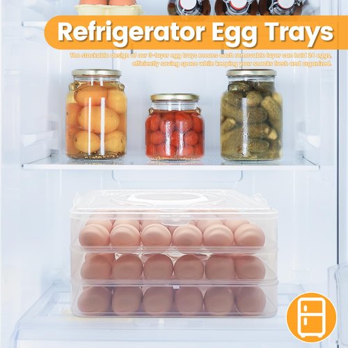 Cmaqpw 3 Layer Deviled Egg Containers with Lid,Portable Deviled Egg with Handle,Egg Carrier Holder Tray with 72 Holes for Thanksgiving Day,Party Favor Home Kitchen Refrigerator Supplies