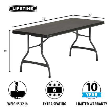 Lifetime 6-Foot Nesting Folding Table, Commercial, Black
