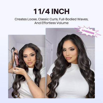 Wavytalk 3 in 1 Curling Wand Set, Multi Curl, Curling Iron Set with Heated Round Brush, Flat Iron Hair Straightener, 1 1/4 inch Curling Iron, Dual Voltage Hair Curler(Pink)